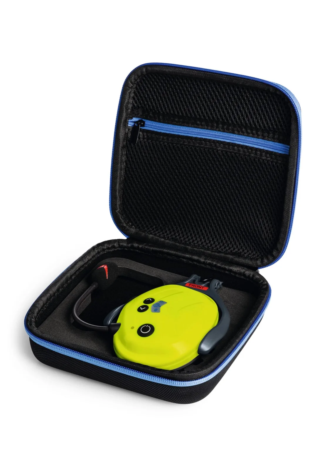 PROTOS BT-Com Bluetooth Radio 4-Way in Neon/Yellow, shown in a carry case
