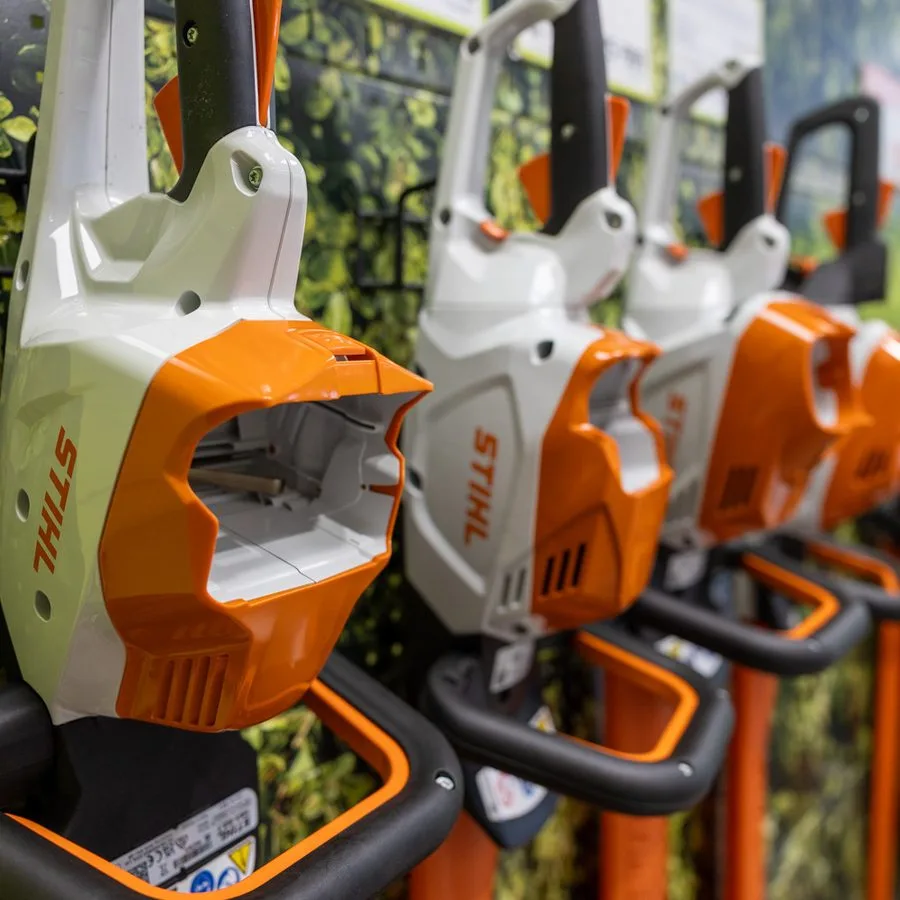 STIHL battery hedge trimmers on display